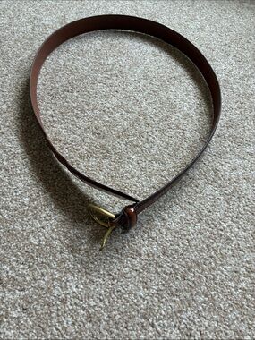 Brown COACH Leather Belt with Brass Buckle